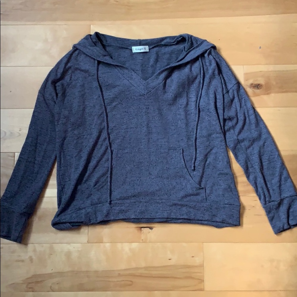 Gray hooded sweatshirt